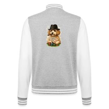 Poker Maltipoo – Royal Flush mit Stil - College-Sweatjacke - Grau meliert/Weiß - Hinten - Marisol (170cm)