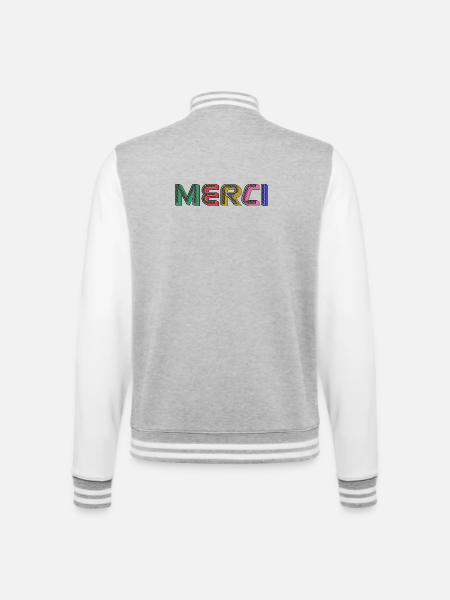 MERCI - Veste Teddy - gris chiné / blanc