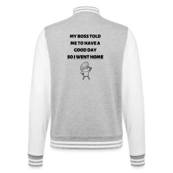 Quitting time - College Sweat Jacket - heather grey/white - Back - Marisol (170cm)