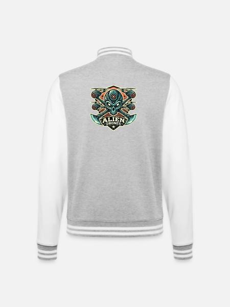 Alien Drones Logo - College-Sweatjacke - Grau meliert/Weiß
