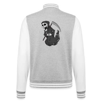 Grim Reaper laughs funny - College Sweat Jacket - heather grey/white - Back - Marisol (170cm)