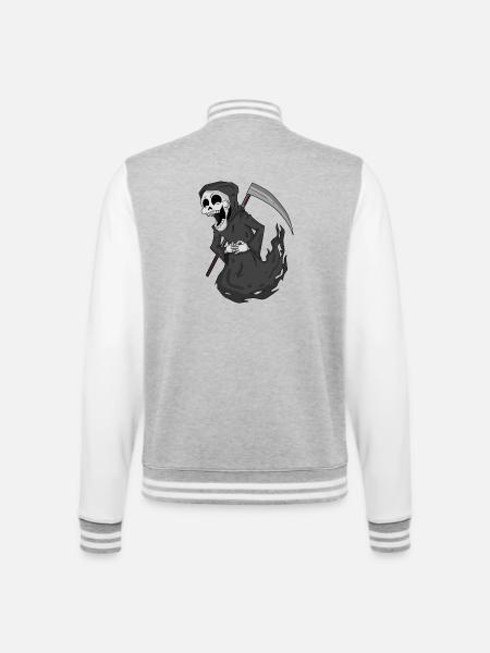 Grim Reaper laughs funny - College Sweat Jacket - heather grey/white