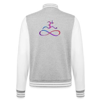 Aum mit Lemniskate dunkle Kontur - College-Sweatjacke - Grau meliert/Weiß - Hinten - Marisol (170cm)