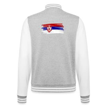Serbien Flag Flagge painted gemalt Wappenvogel - College-Sweatjacke - Grau meliert/Weiß - Hinten - Marisol (170cm)