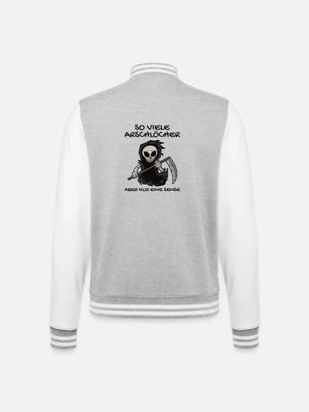 Sensenmann - College-Sweatjacke - Grau meliert/Weiß