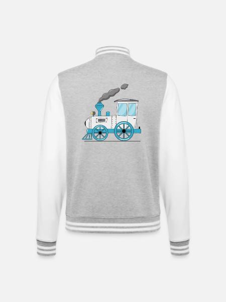 Kinderzug Eisenbahn weiß - College-Sweatjacke - Grau meliert/Weiß