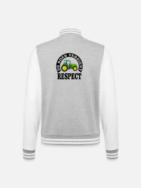 Farmers deserve respect - College Sweat Jacket - heather grey/white