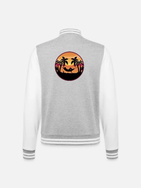 Palm Trees Hammock Sunset - College Sweat Jacket - heather grey/white