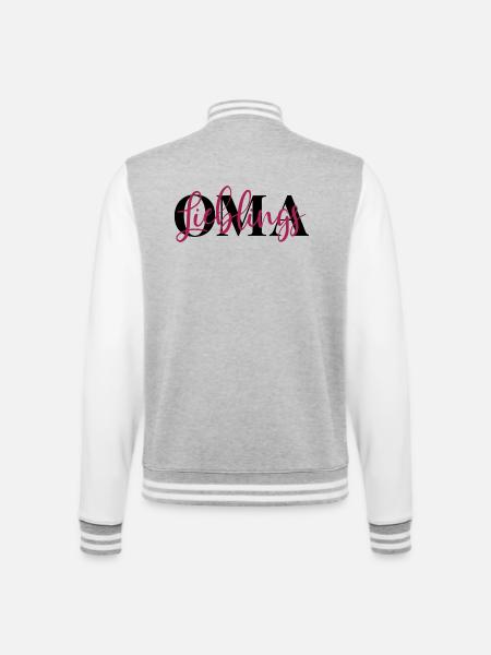Lieblingsoma Oma - College-Sweatjacke - Grau meliert/Weiß