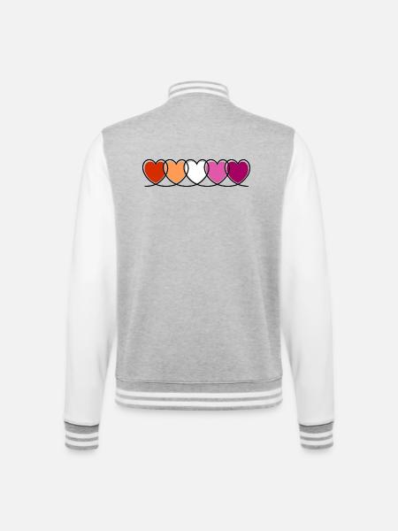 Lesbe lesbisch Herzen - College-Sweatjacke - Grau meliert/Weiß