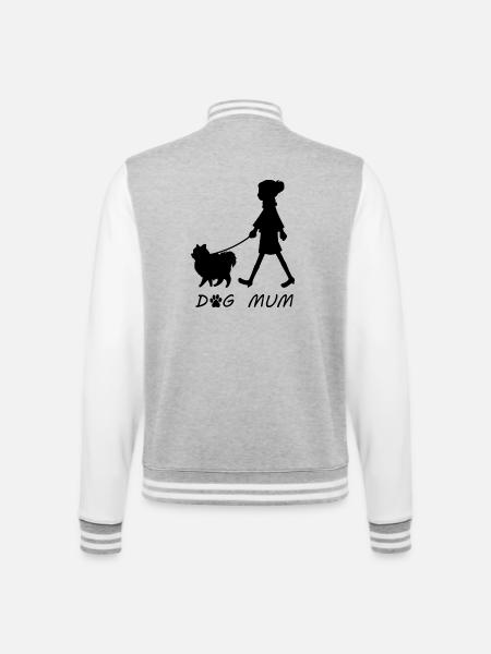 Dog Mum - College Sweat Jacket - heather grey/white