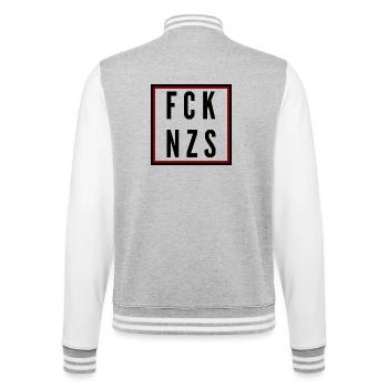 Fuck Naz*s - College Sweat Jacket - heather grey/white - Back - Marisol (170cm)