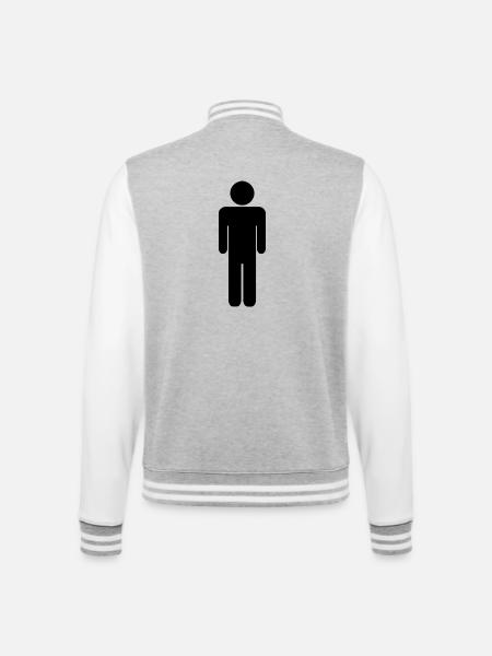 Mann - College-Sweatjacke - Grau meliert/Weiß