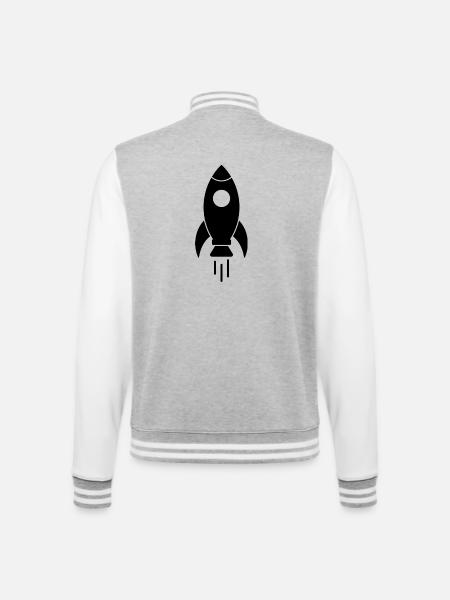 Fusée spatiale - Veste Teddy - gris chiné / blanc