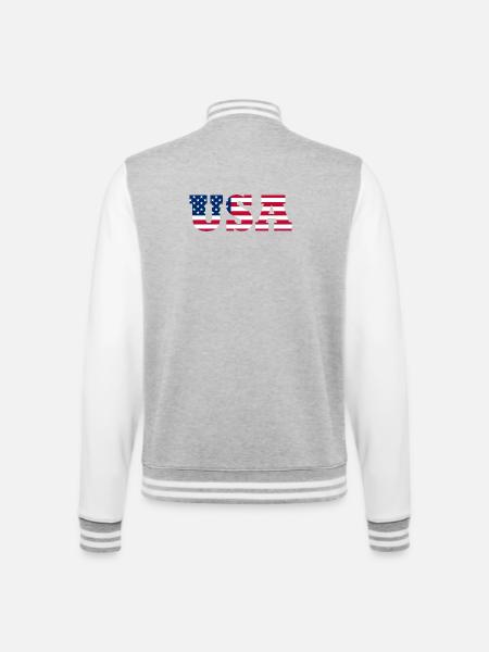 Stars & Stripes Lettermark USA - College Sweat Jacket - heather grey/white