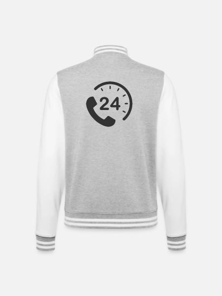 24/7 h Service - College Sweat Jacket - heather grey/white