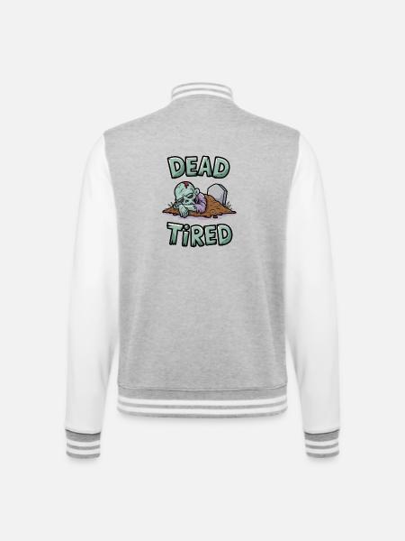 Dead Tired - College Sweat Jacket - heather grey/white