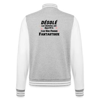 Désolé Homme déjà pris - Veste Teddy - gris chiné / blanc - Dos - Marisol (170cm)