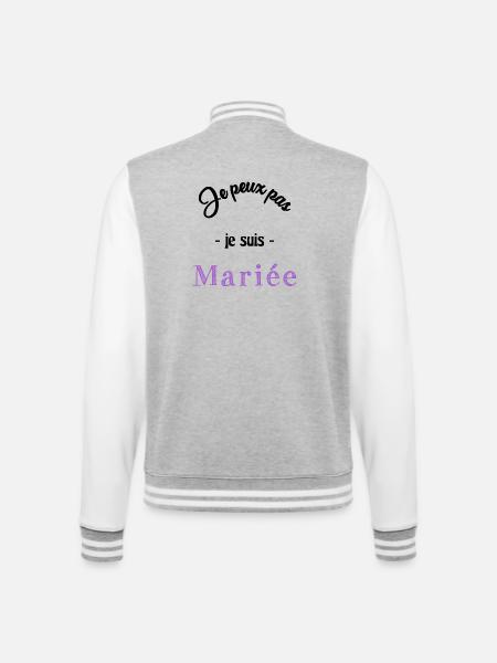 MARIEE. EVJF - Veste Teddy - gris chiné / blanc