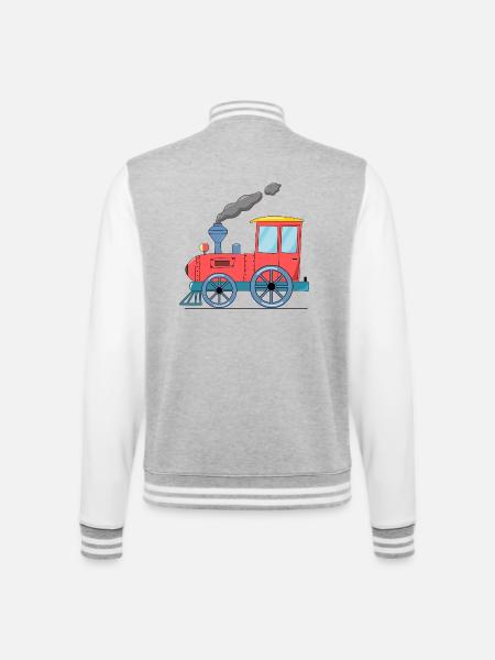 Children's train railway pink - College Sweat Jacket - heather grey/white