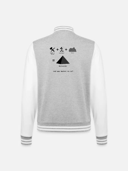 Weltwunder - College-Sweatjacke - Grau meliert/Weiß