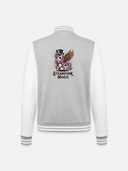 Steampunk-Magie - College-Sweatjacke - Grau meliert/Weiß