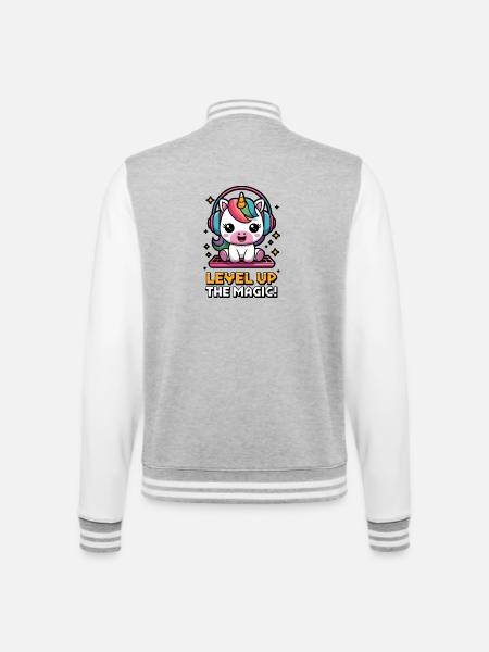 Level Up The Magic! - College Sweat Jacket - heather grey/white