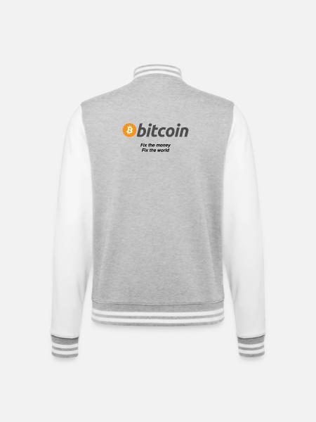 Fixthemoney - College-Sweatjacke - Grau meliert/Weiß