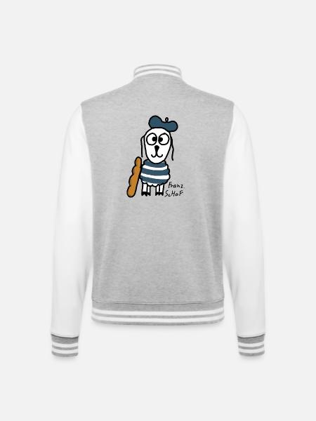 Französisch ScHoF - College-Sweatjacke - Grau meliert/Weiß