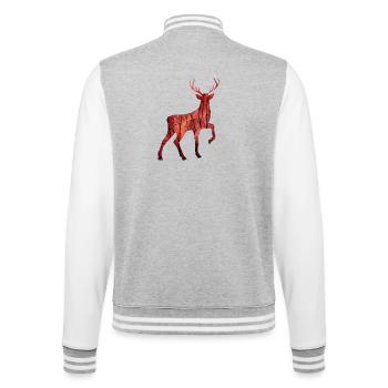 Hirsch - College-Sweatjacke - Grau meliert/Weiß - Hinten - Marisol (170cm)