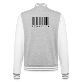 Revolutions-Barcode - College-Sweatjacke - Grau meliert/Weiß - Hinten - Marisol (170cm)