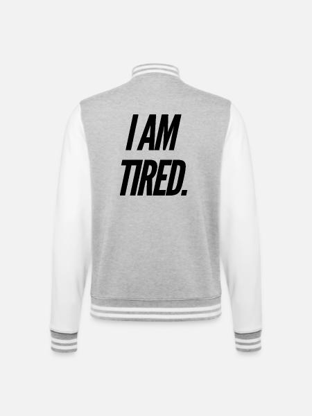 Ich bin müde - College-Sweatjacke - Grau meliert/Weiß