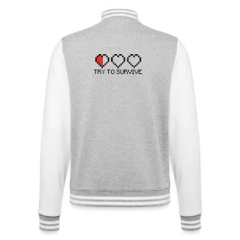 Try to survive 2c T-Shirts - College-Sweatjacke - Grau meliert/Weiß - Hinten - Marisol (170cm)