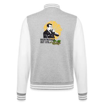Biertrinker mit Stil - College-Sweatjacke - Grau meliert/Weiß - Hinten - Marisol (170cm)