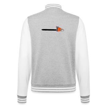 Kettensäge langes Schwert - College-Sweatjacke - Grau meliert/Weiß - Hinten - Marisol (170cm)