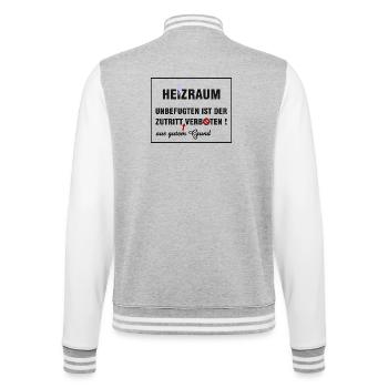 Heizraum - College-Sweatjacke - Grau meliert/Weiß - Hinten - Marisol (170cm)
