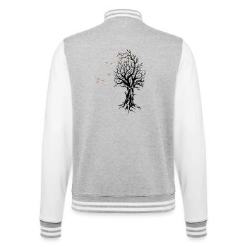 autumn tree Herbst Baum Jahreszeit Wind Laub - College-Sweatjacke - Grau meliert/Weiß - Hinten - Marisol (170cm)