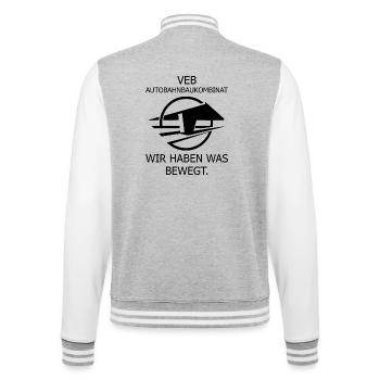 VEB Autobahnbaukombinat DDR Ostalgie - College-Sweatjacke - Grau meliert/Weiß - Hinten - Marisol (170cm)