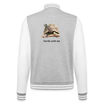 Turtle with me – Lustiges Schildkröten-Flirt Desig - College-Sweatjacke - Grau meliert/Weiß - Hinten - Marisol (170cm)