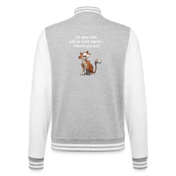 Gutes Aussehen (Katze) - College-Sweatjacke - Grau meliert/Weiß - Hinten - Marisol (170cm)