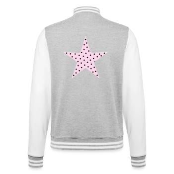 Rosa Stern mit schwarzen Punkten - College-Sweatjacke - Grau meliert/Weiß - Hinten - Marisol (170cm)