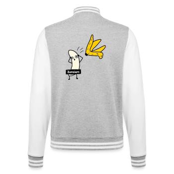 Banane zieht sich aus - College-Sweatjacke - Grau meliert/Weiß - Hinten - Marisol (170cm)