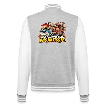 Ich brauch nur das Nötigste - College-Sweatjacke - Grau meliert/Weiß - Hinten - Marisol (170cm)