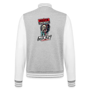 Heute keine Bestzeit, sondern die beste Zeit - College-Sweatjacke - Grau meliert/Weiß - Hinten - Marisol (170cm)