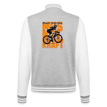Mein Motor Muskelkraft - Rennrad Motiv - College-Sweatjacke - Grau meliert/Weiß - Hinten - Marisol (170cm)
