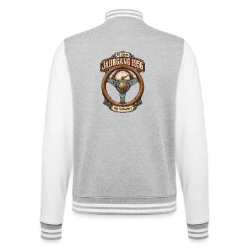 Jahrgang 1956 Nie restauriert - College-Sweatjacke - Grau meliert/Weiß - Hinten - Marisol (170cm)