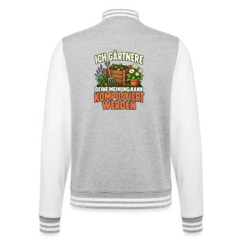 Gartenfreunde Gärtnern Geschenkidee  - College-Sweatjacke - Grau meliert/Weiß - Hinten - Marisol (170cm)