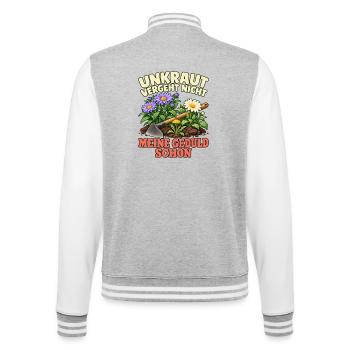 Kleingärtnerin Geschenkidee Unkraut Jäten Beet - College-Sweatjacke - Grau meliert/Weiß - Hinten - Marisol (170cm)