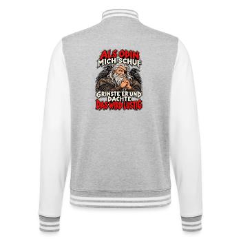 Als Odin mich schuf Wikinger Humor - College-Sweatjacke - Grau meliert/Weiß - Hinten - Marisol (170cm)