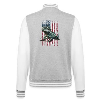 Echse Lizard US - College-Sweatjacke - Grau meliert/Weiß - Hinten - Marisol (170cm)
